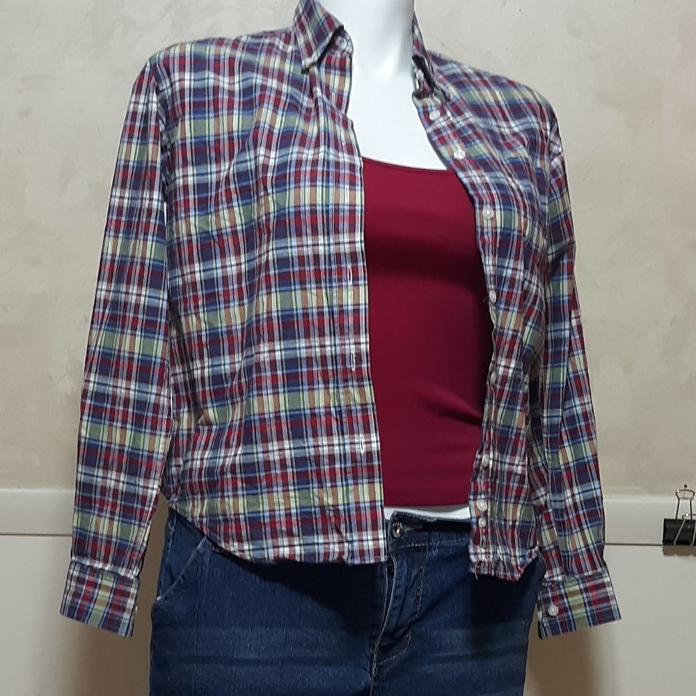 CRUEL GIRL PLAID BUTTON DOWN SHIRT SIZE S